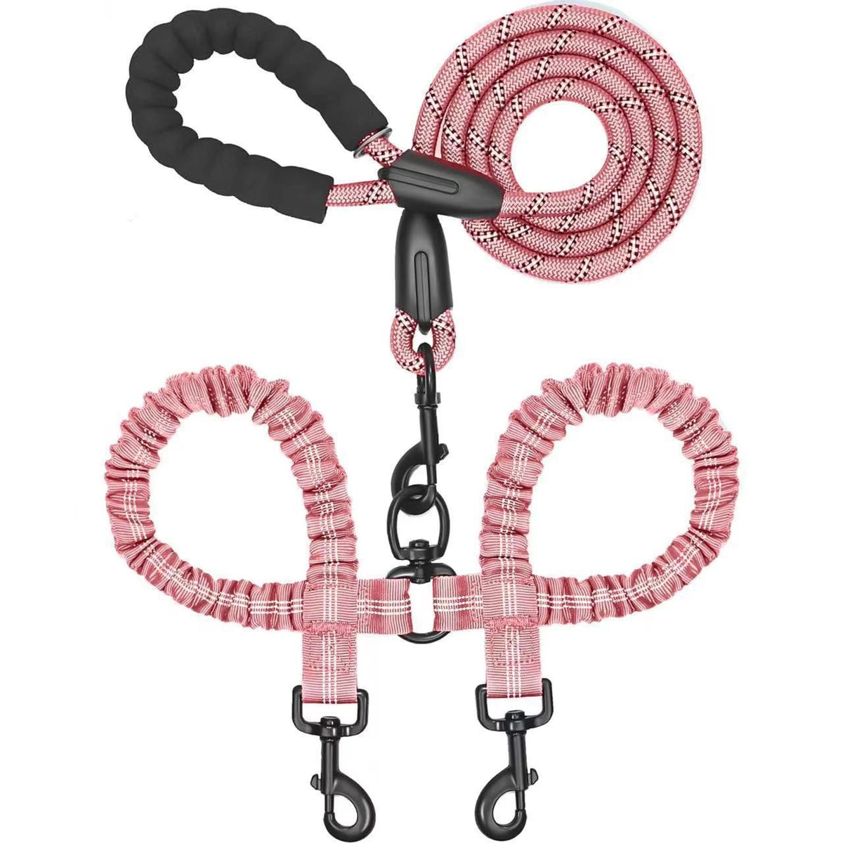Pink 2-in-1 Retractable No-Pull Dog Leash | Christmas Soft Cute Gift | Adorable Tangle-Free P-Style Dog Lead for Large Dogs