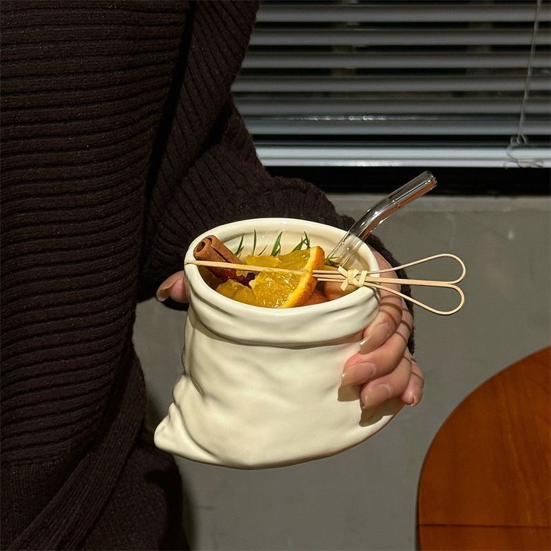 Cute Retro Sack‑Shaped Ceramic Mug | Christmas Couple Gift | Snake Brown Sack Coffee Cup 201‑300ml Single Cup