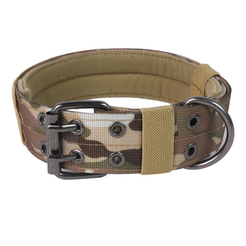 Outdoor Nylon Dog Collar, Thick Puppy Neck Collar Double‑Eye Buckle, Camouflage Color Double‑Eye Buckle Collar XL, Christmas Pet Wear Gift