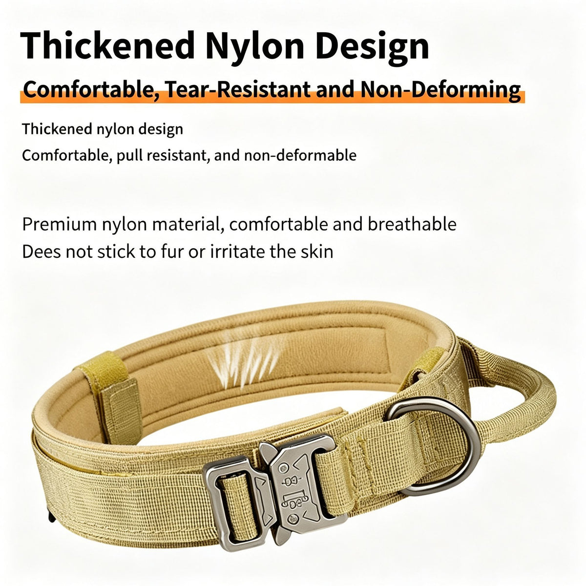 Thickened Nylon Dog Collar for Outdoor, Alloy Buckle Pet Neck Collar, Khaki Alloy Buckle Collar XL, Halloween Pet Training Collar Gift