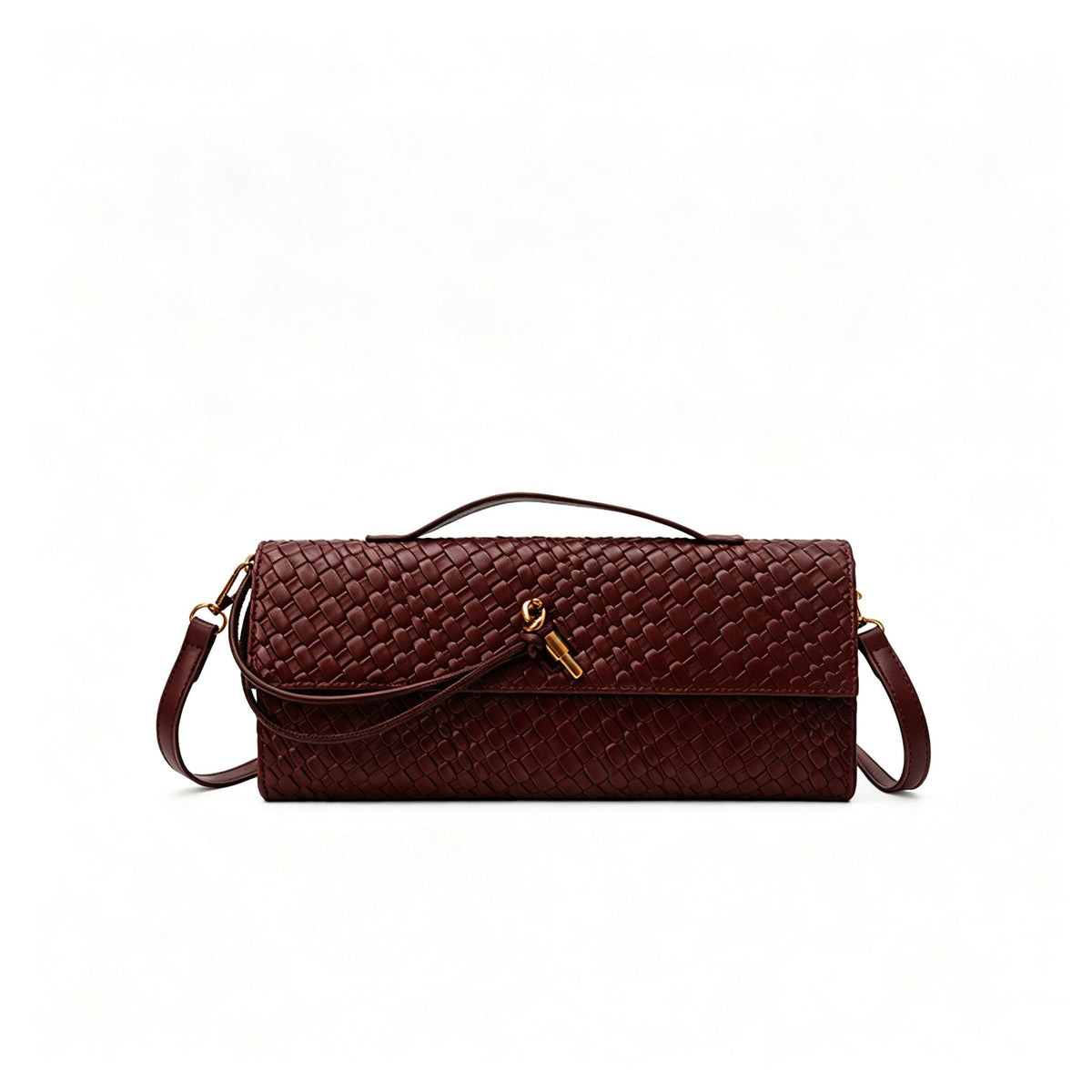 Woven Women Bag French Stick Bag Evening Organ Bag, Fashion Clutch Shoulder Crossbody Bag, Halloween Party Gift, Wine Red
