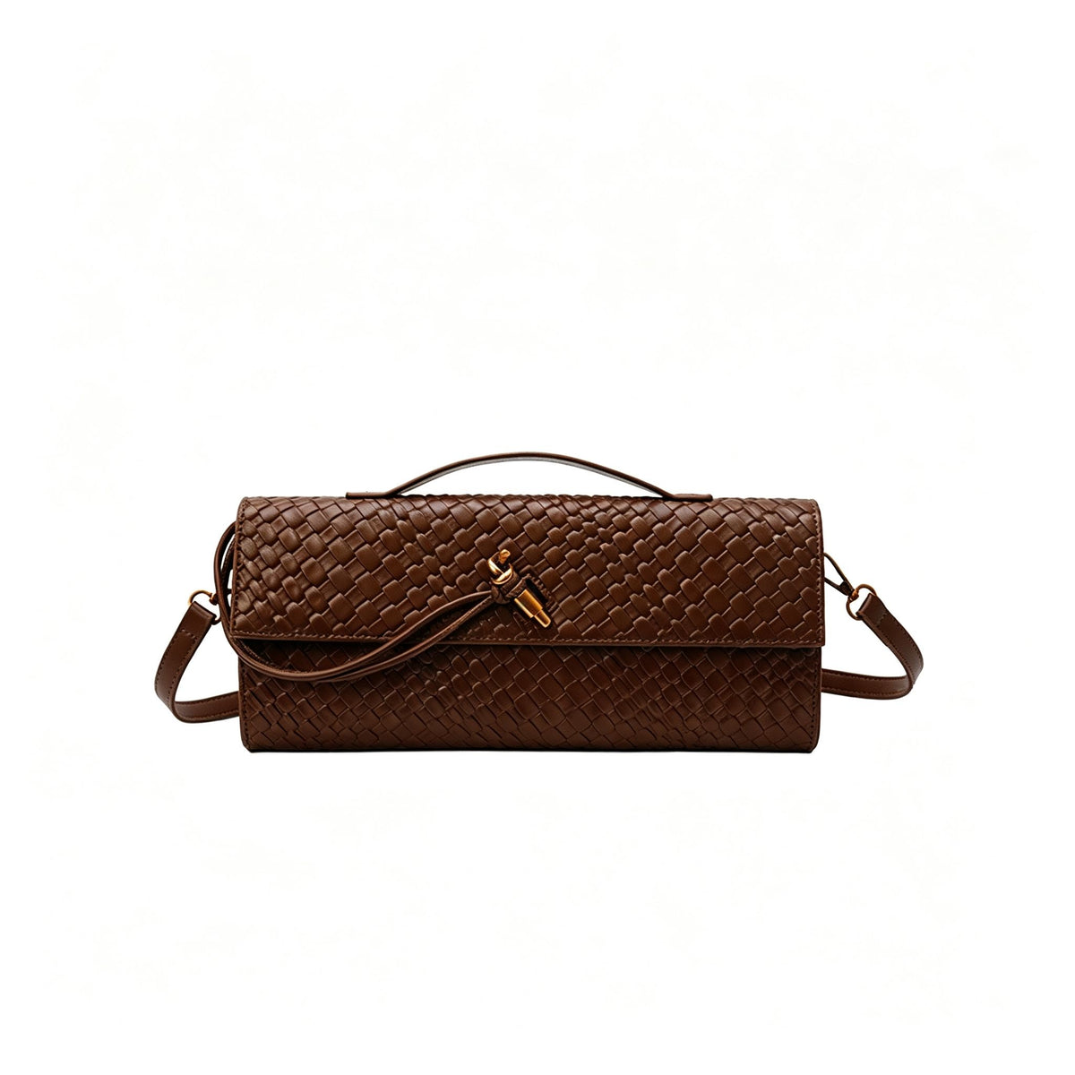 Woven Women Bag French Stick Bag Evening Organ Bag, Fashion Clutch Shoulder Crossbody Bag, Christmas Dating Gift, Coffee