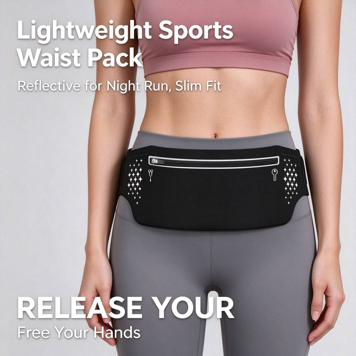 Running Waist Bag for Men Women Outdoor Sports Phone Pouch Slim Close‑Fitting Nylon Waist Pack, Holiday Outdoor Gift, Black, Fits Up To 7.5 Inch, Waist 60‑130cm, 2 Pcs