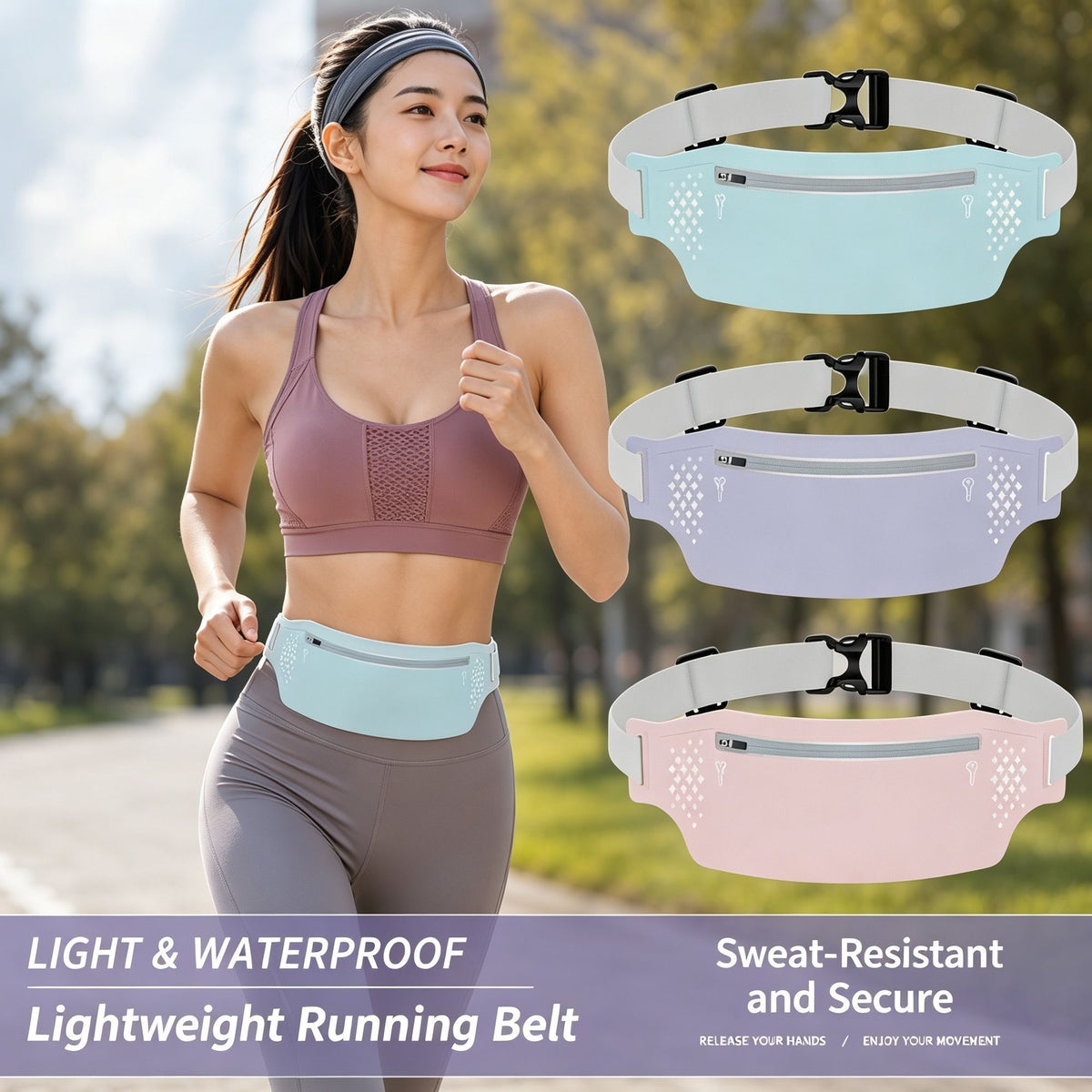Running Waist Bag for Men Women Outdoor Sports Phone Pouch Slim Close‑Fitting Nylon Waist Pack, Holiday Outdoor Gift, Black, Fits Up To 7.5 Inch, Waist 60‑130cm, 2 Pcs