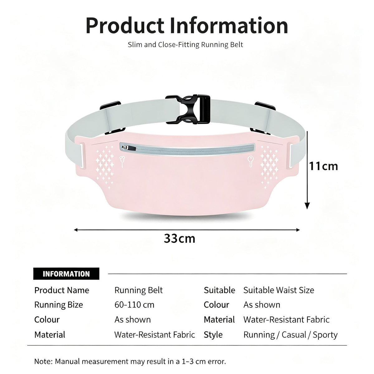 Running Waist Bag for Men Women Outdoor Sports Phone Pouch Slim Close‑Fitting Nylon Waist Pack, Holiday Outdoor Gift, Black, Fits Up To 7.5 Inch, Waist 60‑130cm, 2 Pcs