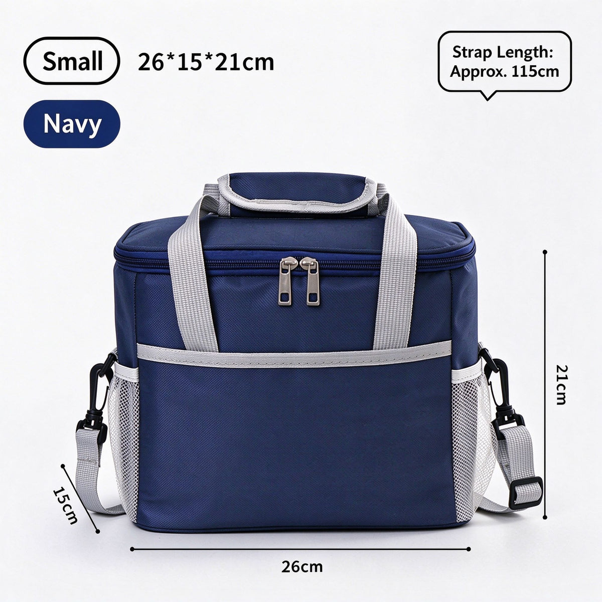 Compact Small‑Size Thermal Lunch Bag With Thick Aluminum Foil Liner, Waterproof Handheld Design For Daily Student School Use, Christmas School Supply Gift, Navy Blue Small