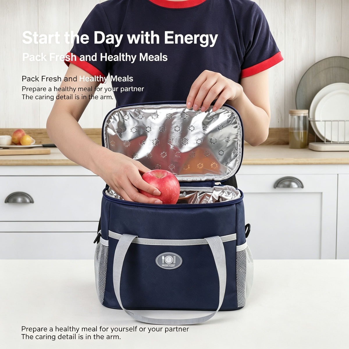 Compact Small‑Size Thermal Lunch Bag With Thick Aluminum Foil Liner, Waterproof Handheld Design For Daily Student School Use, Christmas School Supply Gift, Navy Blue Small