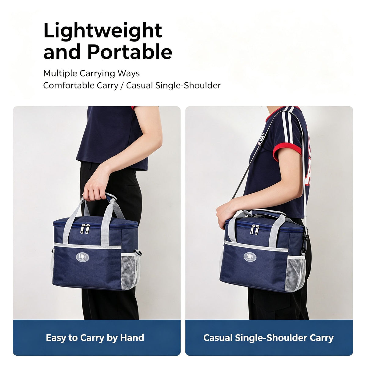 Compact Small‑Size Thermal Lunch Bag With Thick Aluminum Foil Liner, Waterproof Handheld Design For Daily Student School Use, Christmas School Supply Gift, Navy Blue Small