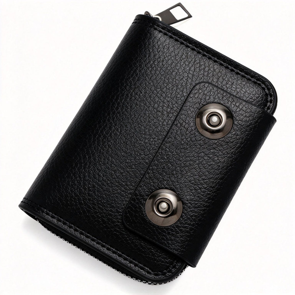 Business Men Accordion Card Holder With Double Magnetic Buckle, Minimalist Retro ID Card Wallet Coin Pocket, Christmas Office Worker Gift, K94‑51 Black
