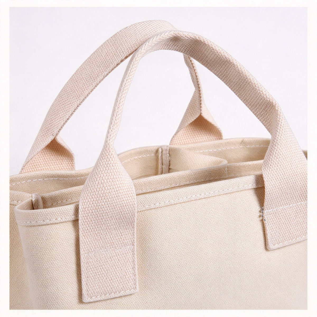 16Oz Canvas Hand‑Carried Lunch Bag White / Brown, Portable Women Canvas Handbag, Holiday Work Picnic Reusable Carry Pouch