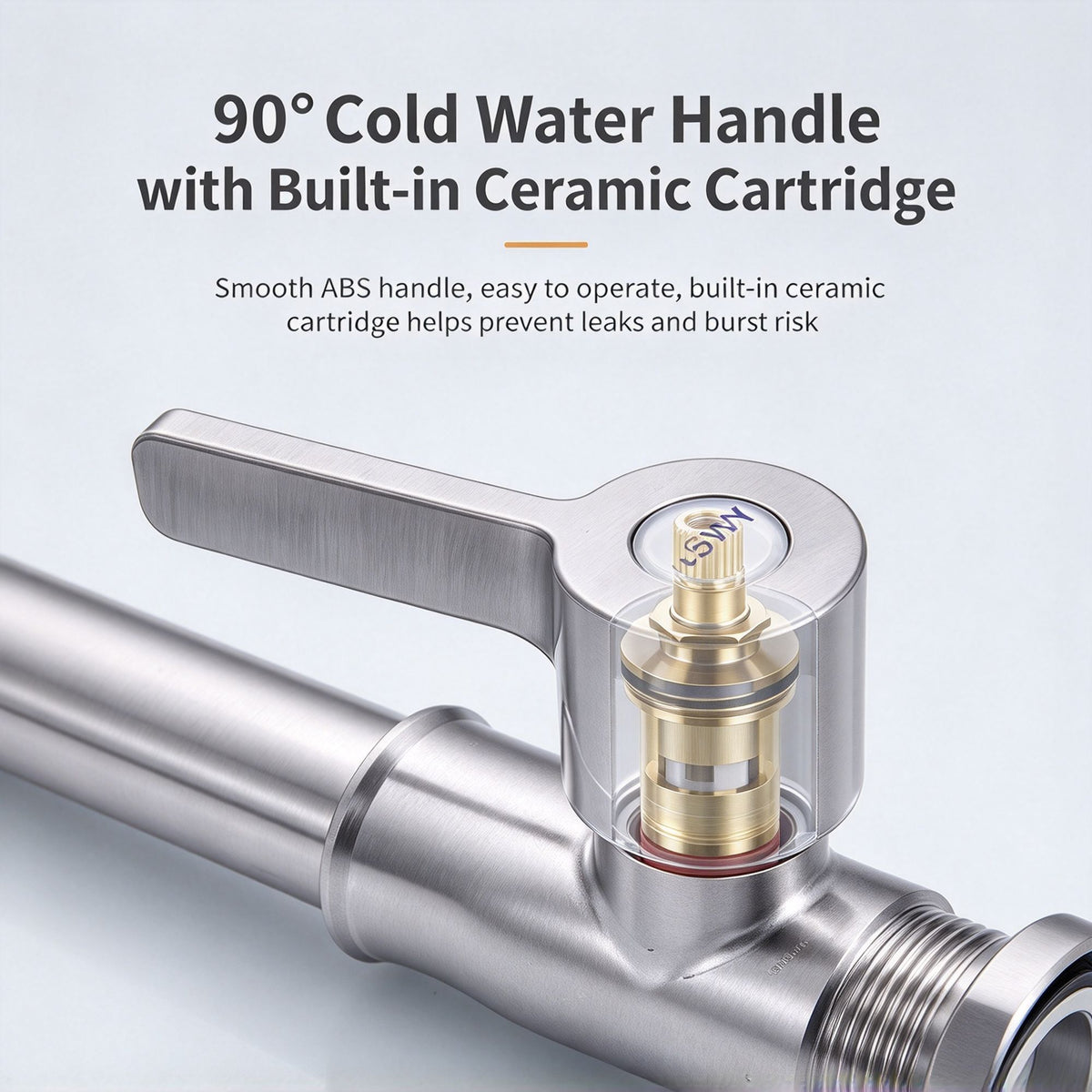 304 Stainless Steel Single Cold Kitchen Faucet Large Bend Without Inlet Pipe Ball Bearing Rotatable Tap for Sink Bathroom Halloween Christmas Home Hardware