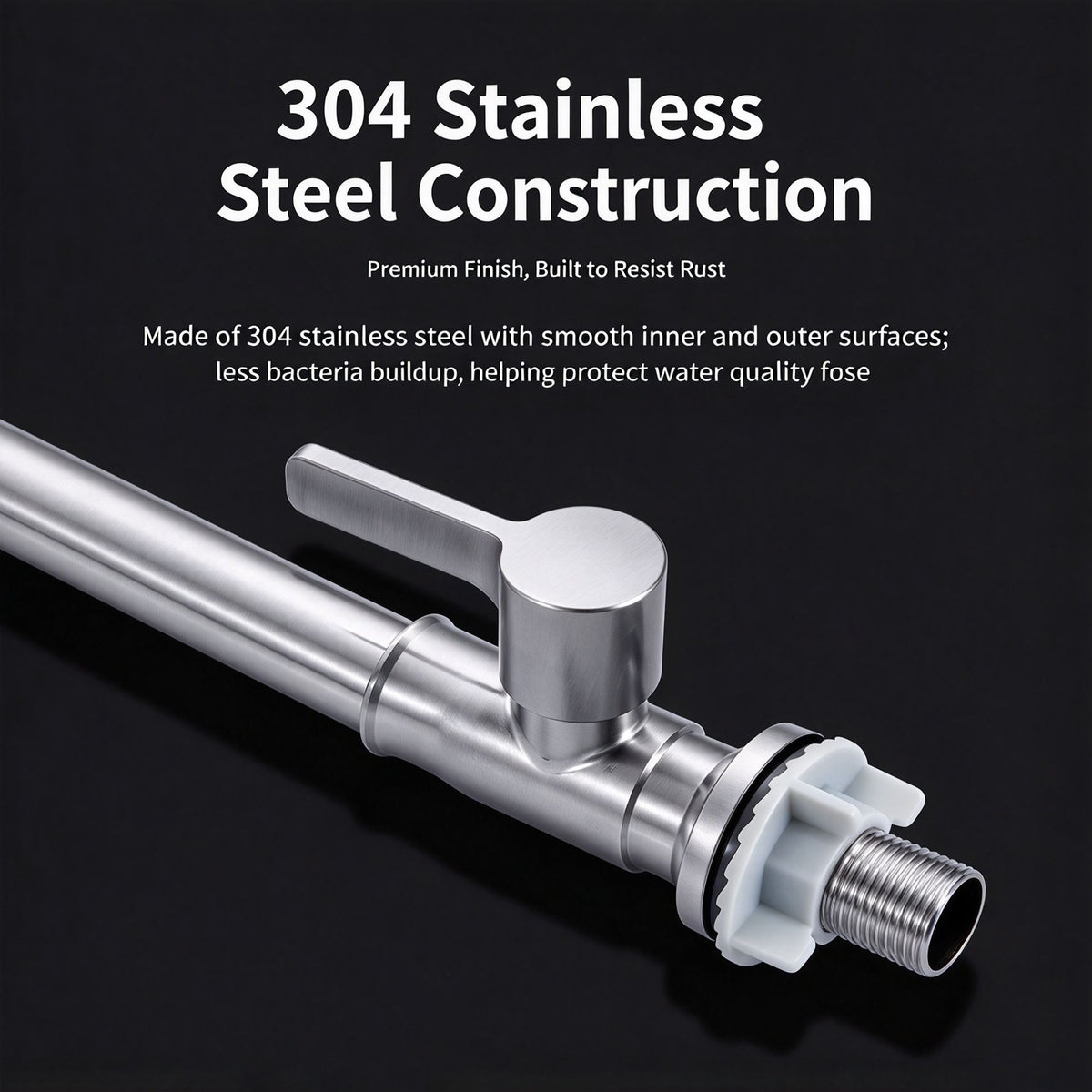 304 Stainless Steel Single Cold Kitchen Faucet Large Bend Without Inlet Pipe Ball Bearing Rotatable Tap for Sink Bathroom Halloween Christmas Home Hardware