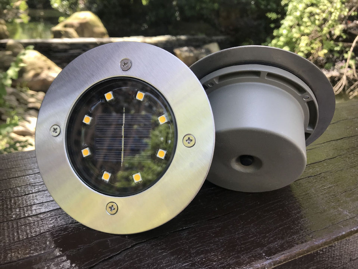 4Pcs Solar 8LED Cast‑Aluminum Buried Ground Lamps Warm Light Waterproof Lawn Lamp Villa Backyard Halloween Holiday Outdoor Decor Light