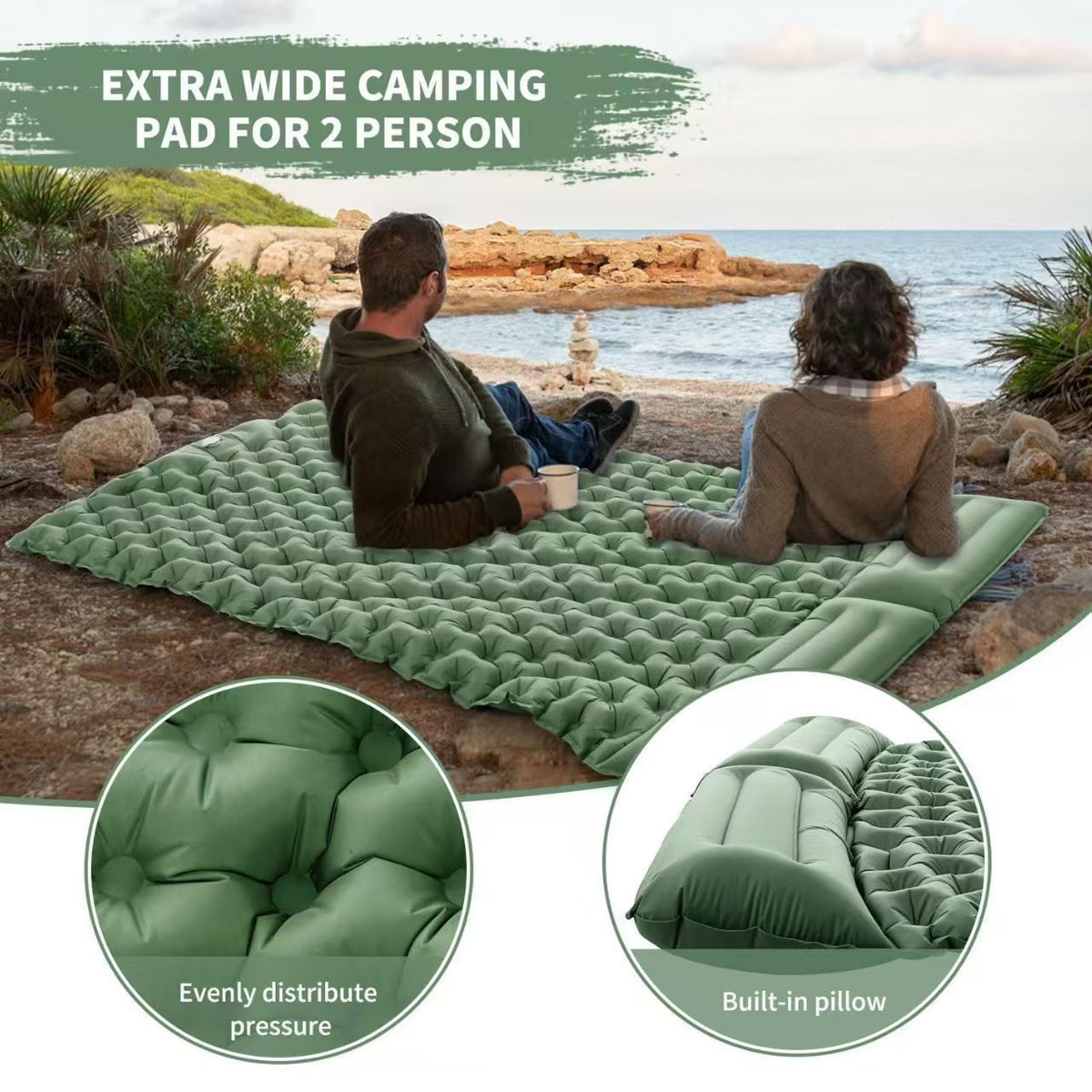 Grey Single Inflatable Air Mattress 190x60x5cm Portable Air Bed for Camping Travel Office Lunch Rest Halloween Holiday Camping Accessory