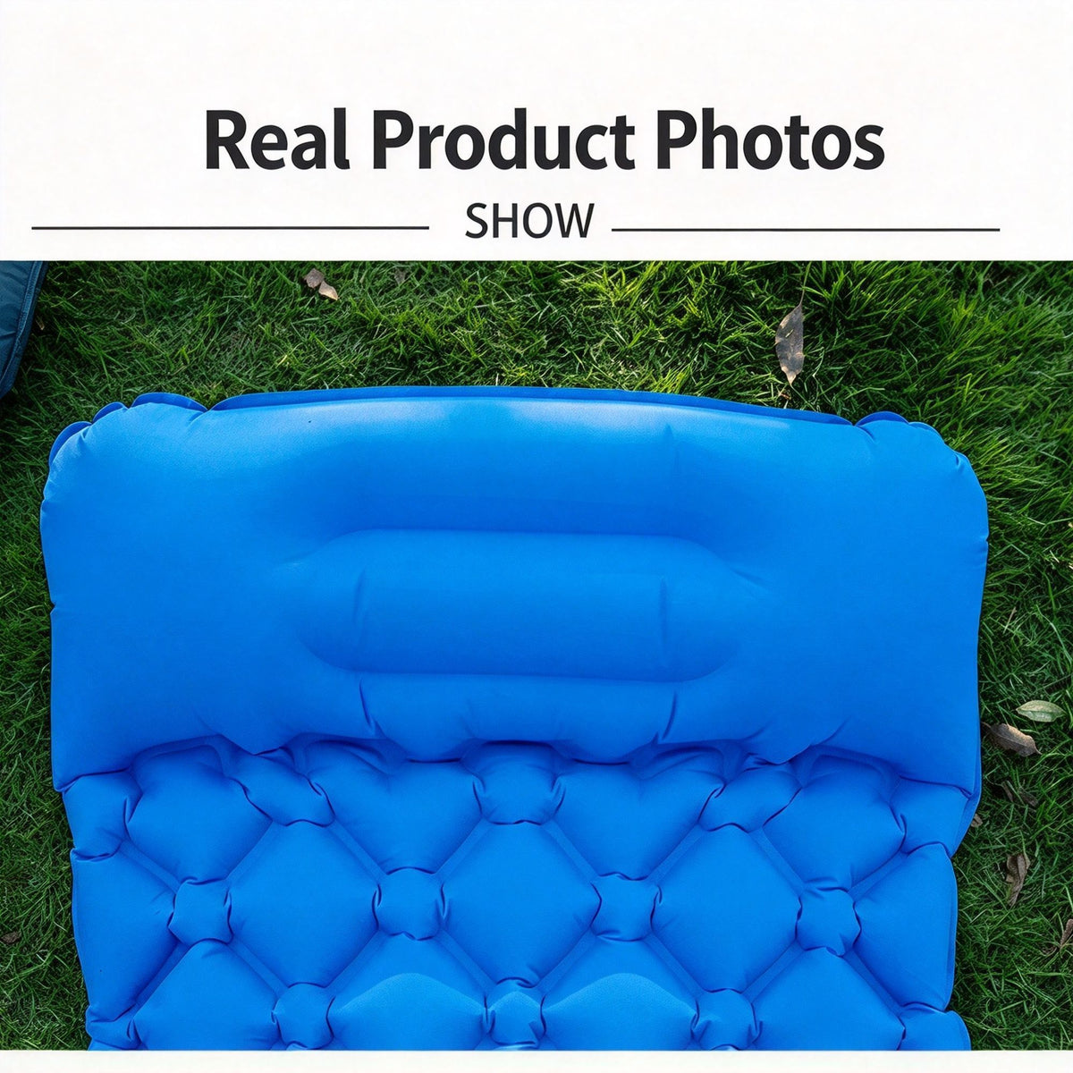 Navy Double Inflatable Air Mattress 190x120x5cm Portable Camping Air Bed for Outdoor Travel Family Camping Christmas Holiday Rest Gear