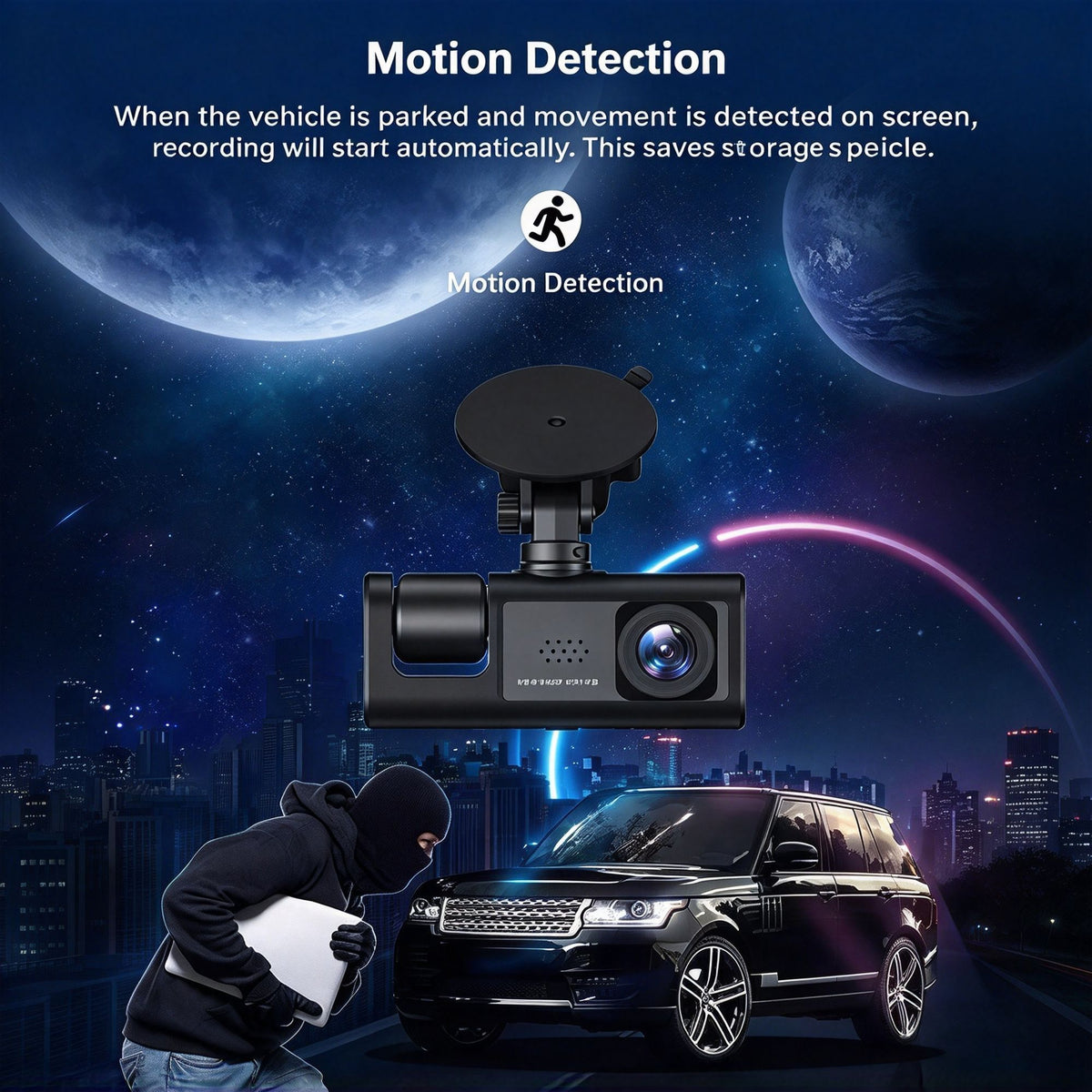 2‑Inch Screen WiFi Triple‑Channel Car Driving Recorder Front Inside Rear Lens 32G Memory Card HD Night Vision Parking Monitoring Mobile Sync, Must‑Have Auto Safety Device, Halloween Christmas Gift Option