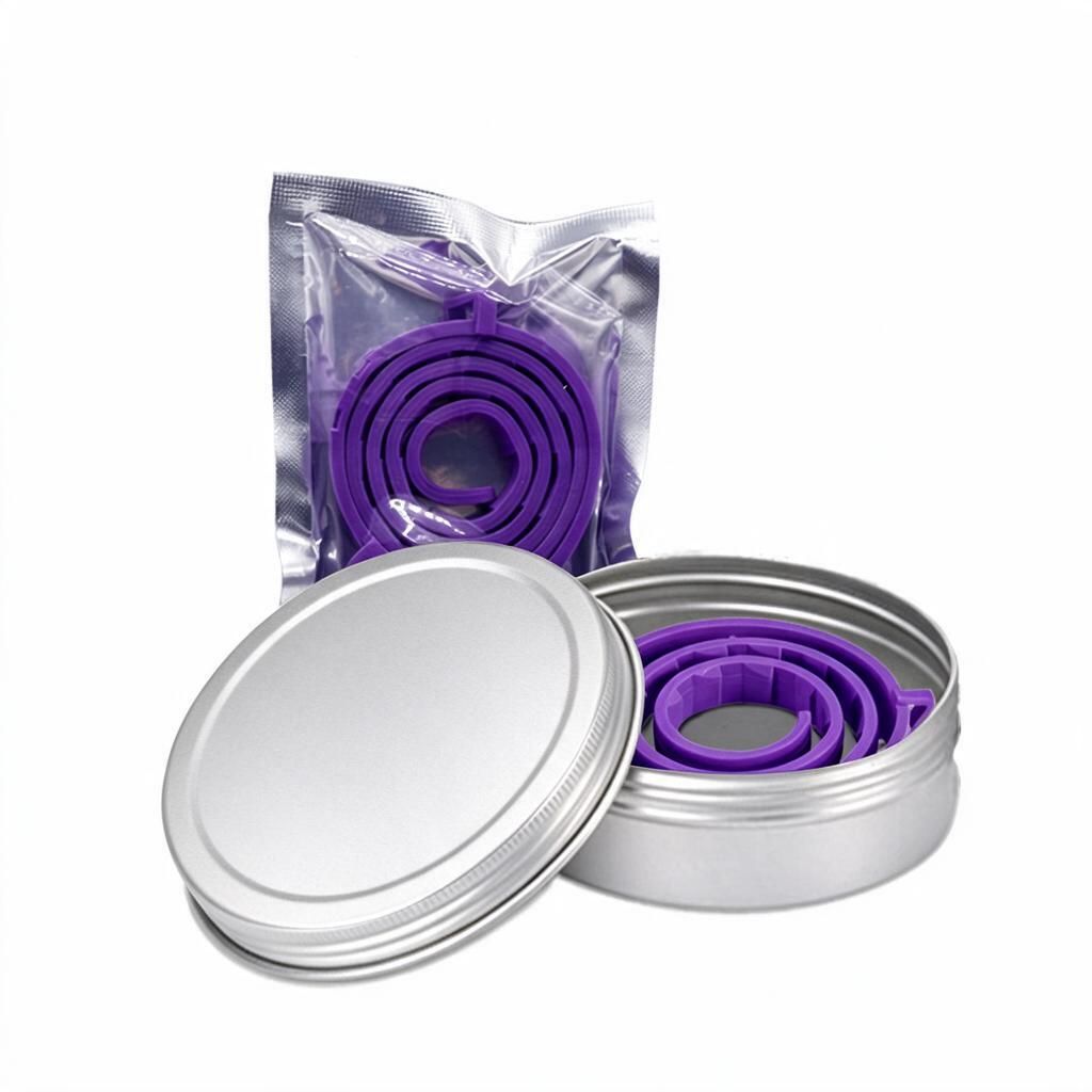 Adjustable 38cm Purple Cat Collar Tin Box Flea Tick Repellent 30g Allergy Safe 8 Months Protect Small Felines Indoors