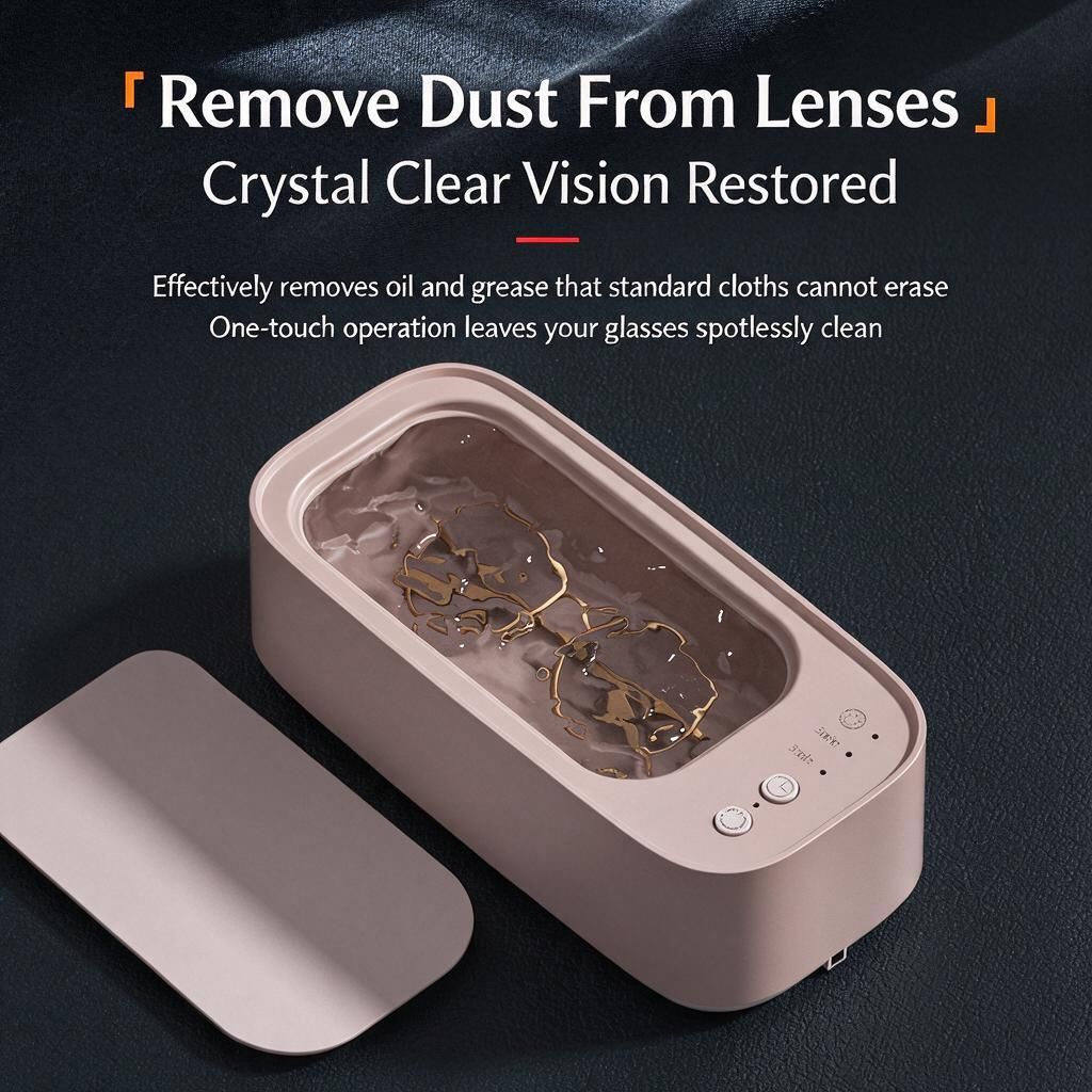 Ultrasonic Cleaner Glasses Jewellery Denture Contact Lens Cleaning Machine Sakura Pink 3-Speed Timer Large Capacity Portable Home