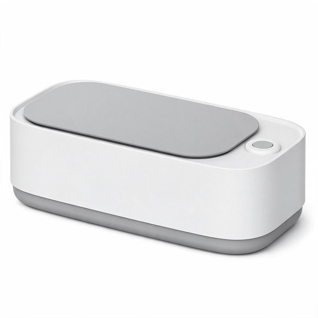 One-Touch Ultrasonic Cleaning Machine Glasses Retainers Rings Grey White Medium Tank Compact Countertop Jewellery Washer Home