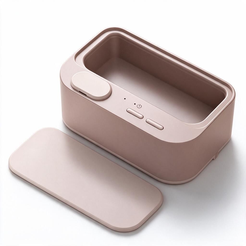 Sakura Pink Ultrasonic Cleaning Pod for Contact Lenses & Jewellery, Dual Chamber, USB Rechargeable, 3 Timer Levels, 360° Deep Clean