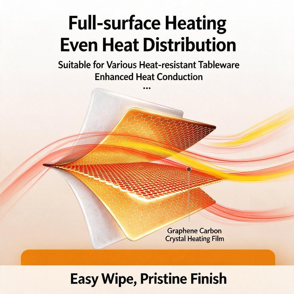 Electric Warming Tray Foldable Silicone Food Warmer Mat Anti-Slip White 65x38cm AU Plug Table