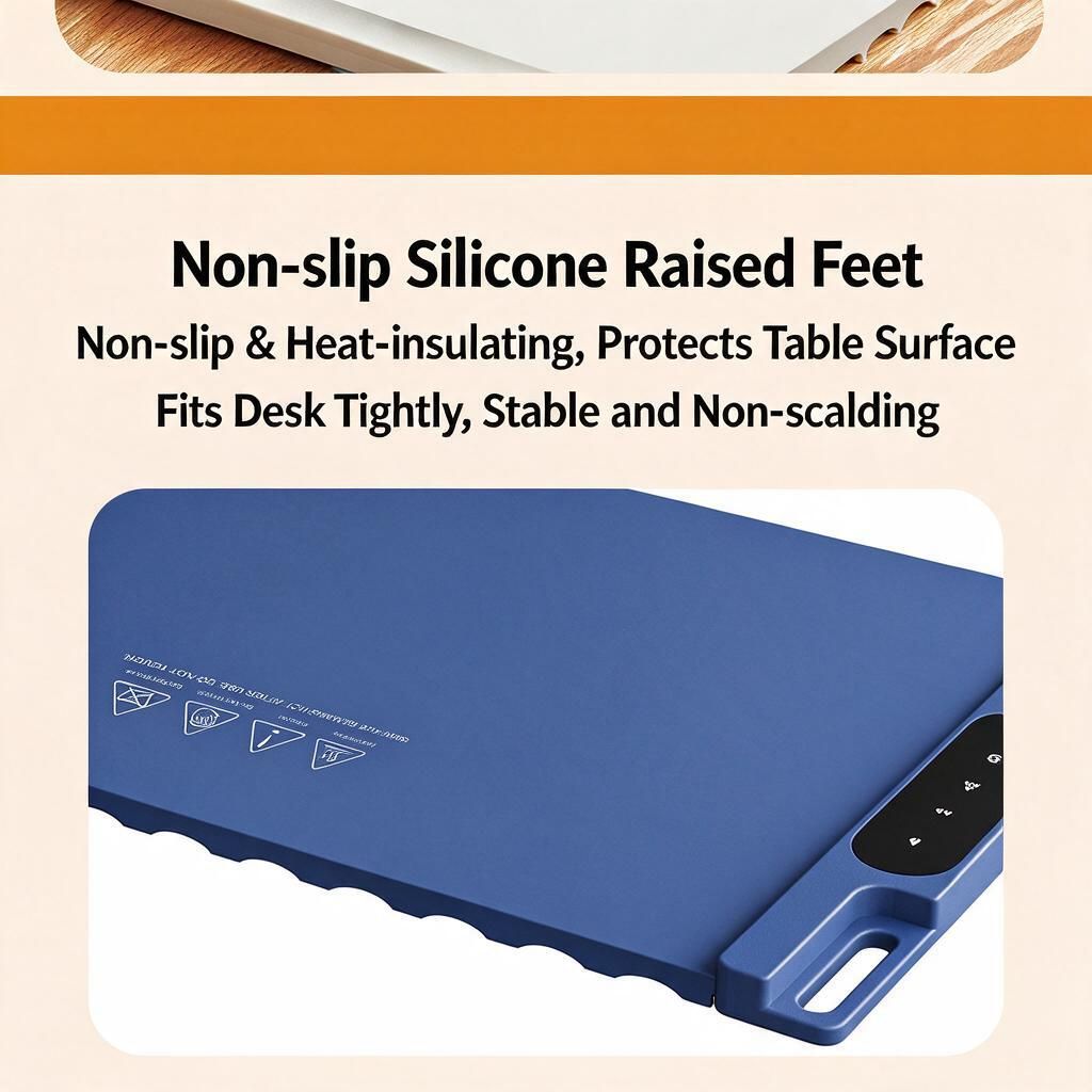 Nano Coated Food Heating Pad 65x38cm Blue Roll-Up Silicone Warming Board for Home Dining AU Plug