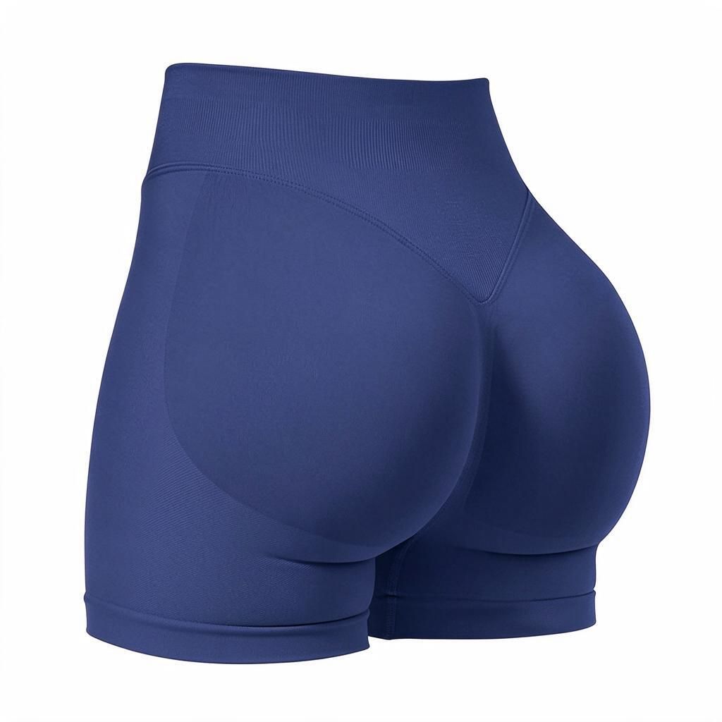 Compression Active Shorts Women's Navy Blue XXS Rib-Knit Waistband Hip-Panel Sculpt Yoga Pilates Training Bottoms