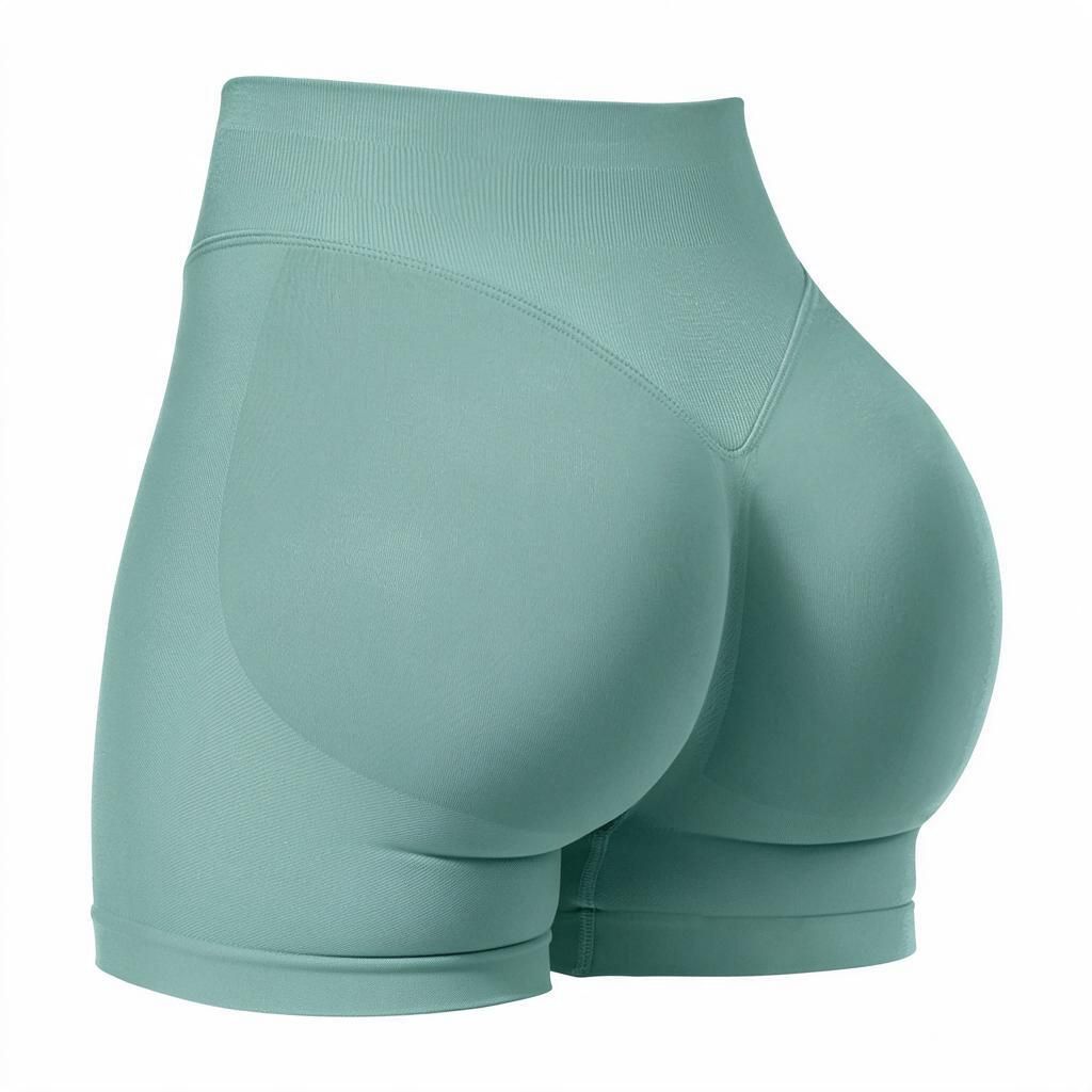 Green 2XL Bum-Lift Seamless Yoga Shorts Women's Stretch-Knit High-Waist Bottoms for Gym & Halloween Workout
