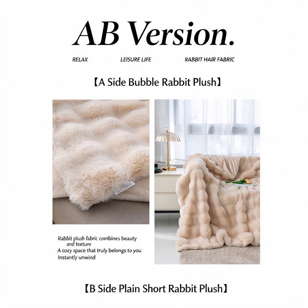 200x230cm Super King Fleece Throw Oat Beige - Bubble Quilted Faux Fur Bedspread for Spring Lounging at Home