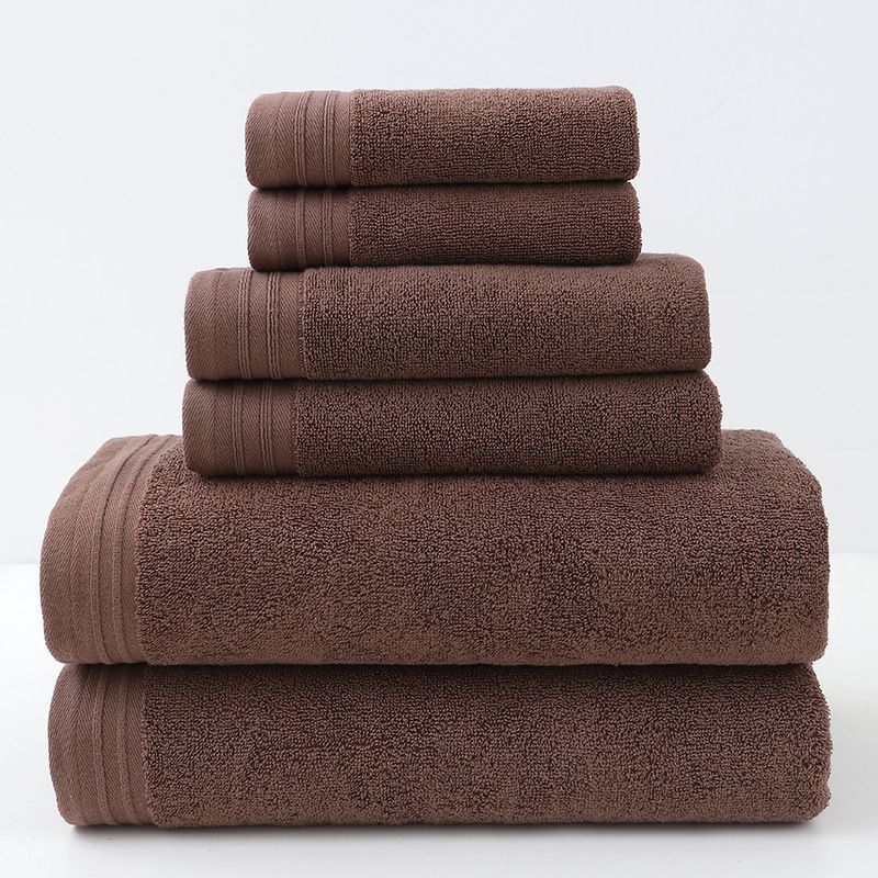Combed Cotton Towel Set for Bath, Hand and Face, Dark Brown