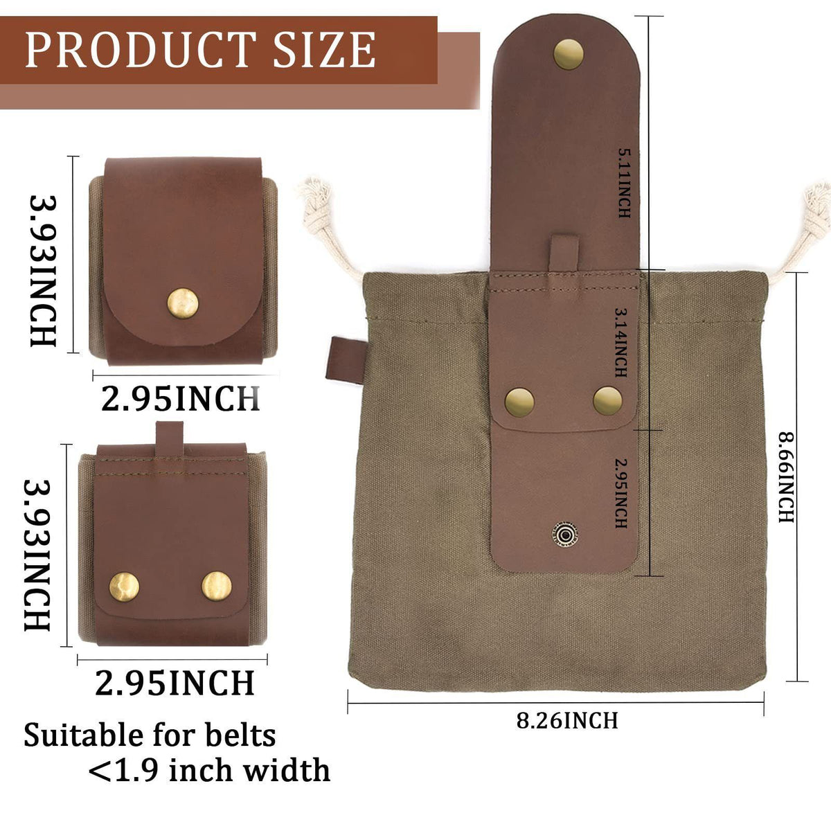 Foraging Pouch, Brown New Waterproof Version with 2 Small Pockets