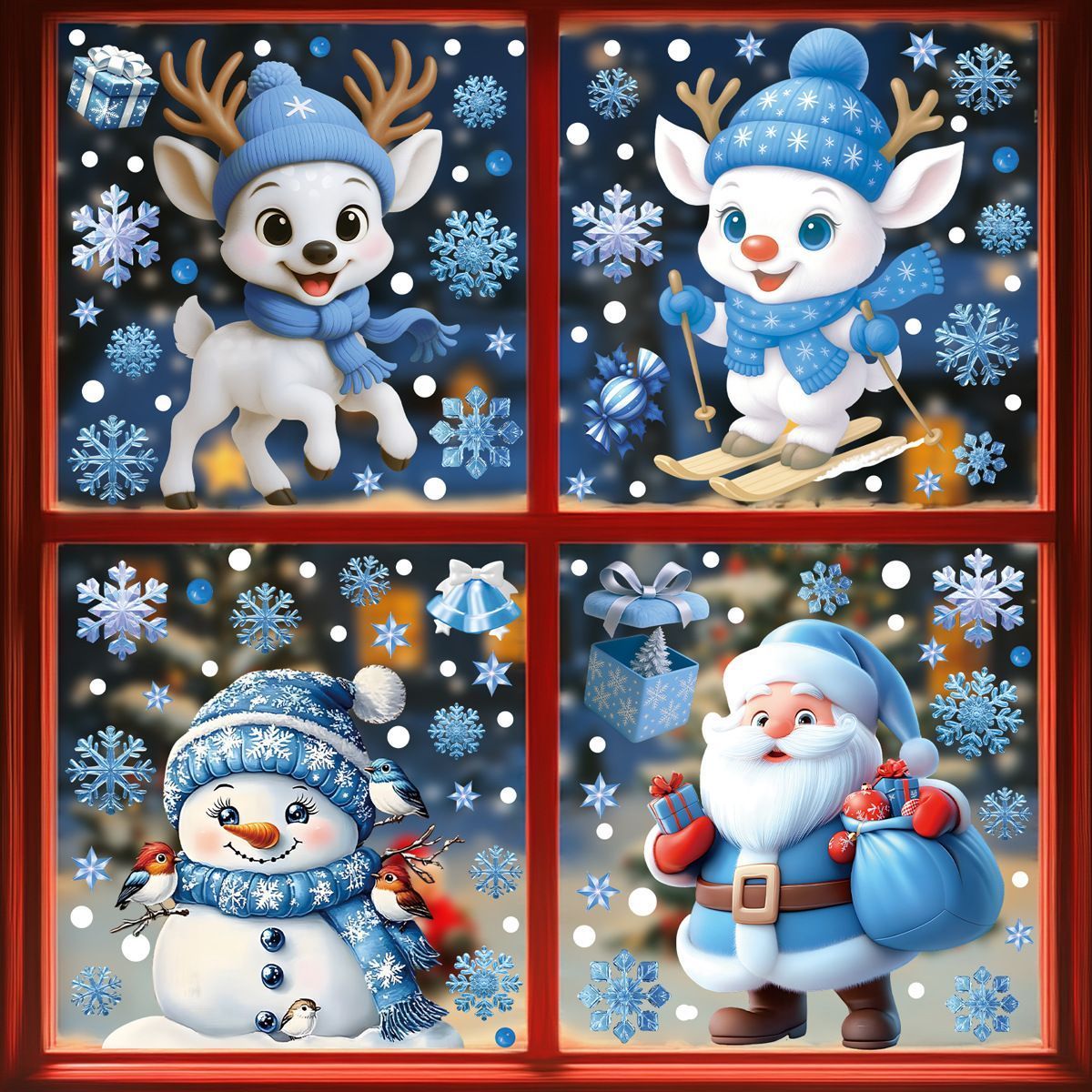 4 Styles Christmas Window Stickers Pack-01