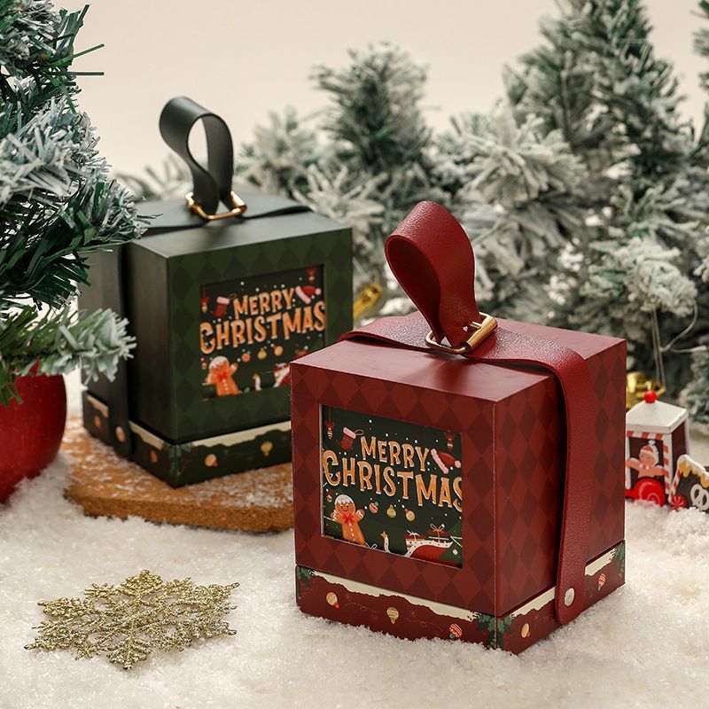 2pcs Round Christmas Apple Gift Box - Dark Green