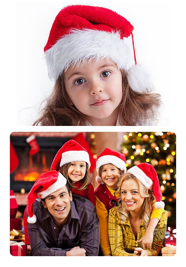4pcs High Pile Santa Hat, Pink (Short)