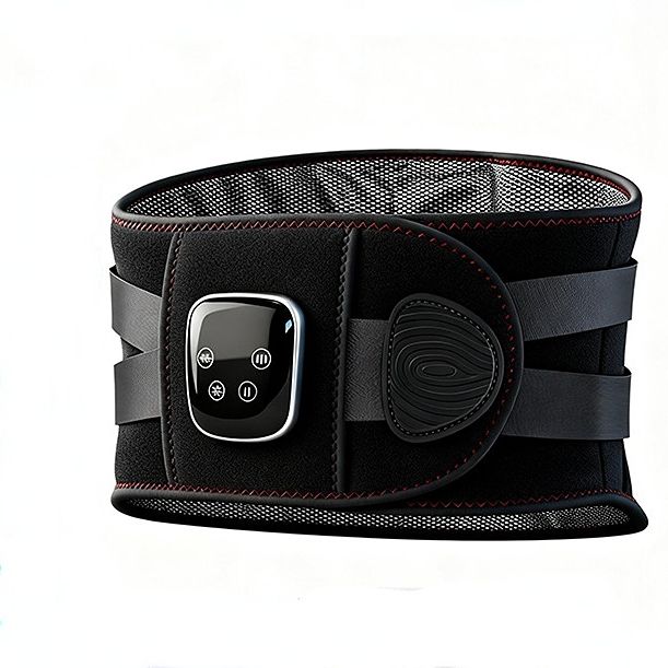 Smart Heated Massage Waist Belt: Dual Motor 9-Level Vibration + 5-Level Heat Therapy, Detachable Digital Display, Dual Compression Strap Support, Say Goodbye to Back Pain!(white)