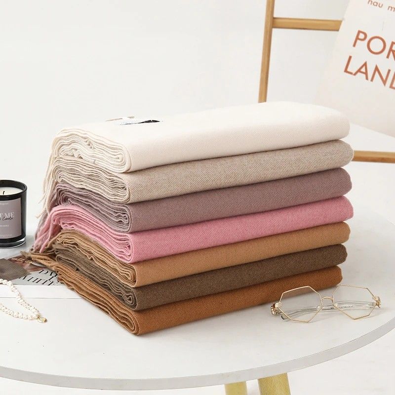 Solid Color Cashmere Wrap Scarf, Thickened for Warmth and Windproof, Bohemian-Style Winter Wardrobe Essential(burgundy43)