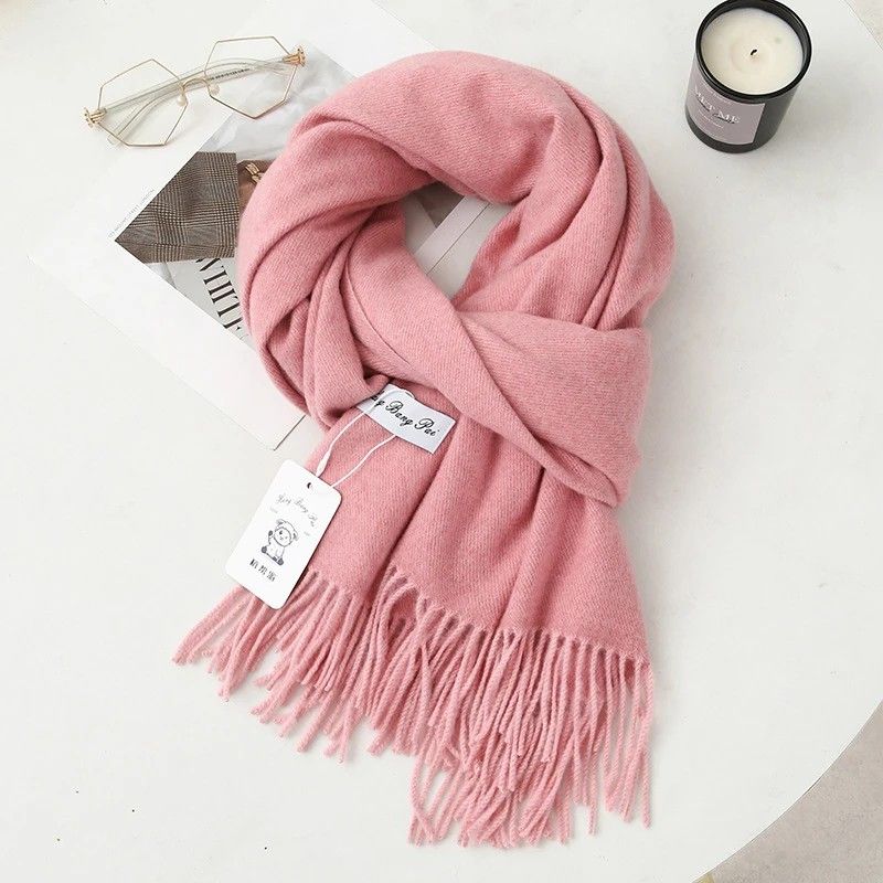 Solid Color Cashmere Wrap Scarf, Thickened for Warmth and Windproof, Bohemian-Style Winter Wardrobe Essential(burgundy43)