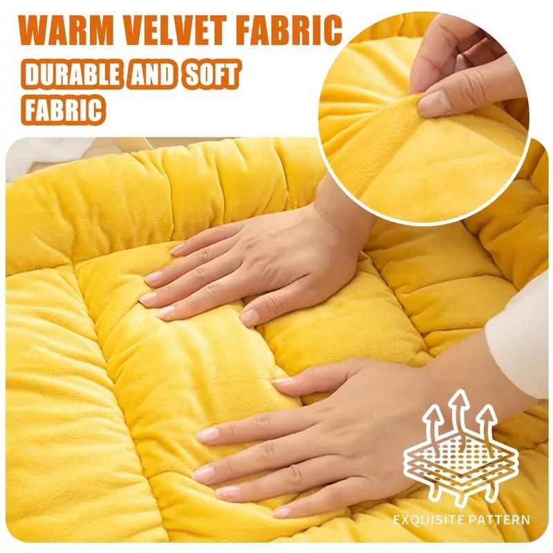 Winter Thick Fleece Seat & Back Cushion Set - 90cm Sofa Office Chair Warmer （French grey）
