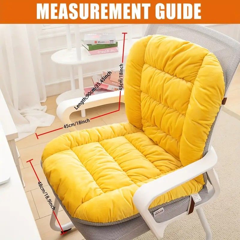 Winter Thick Fleece Seat & Back Cushion Set - 90cm Sofa Office Chair Warmer （French grey）