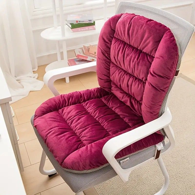 Winter Thick Fleece Seat & Back Cushion Set - 90cm Sofa Office Chair Warmer （French grey）