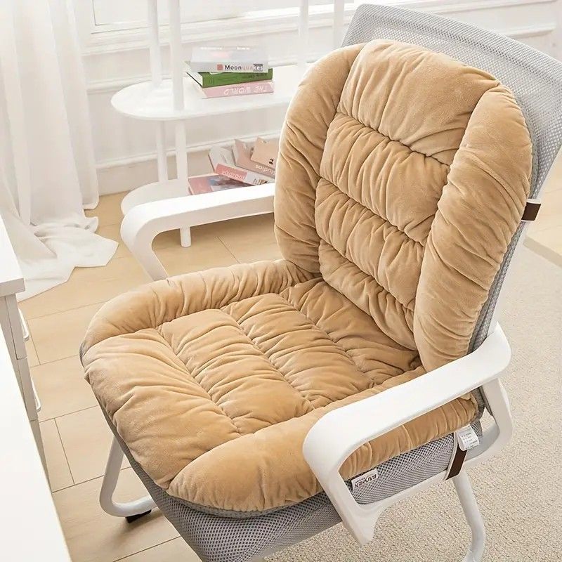 Winter Thick Fleece Seat & Back Cushion Set - 90cm Sofa Office Chair Warmer （French grey）