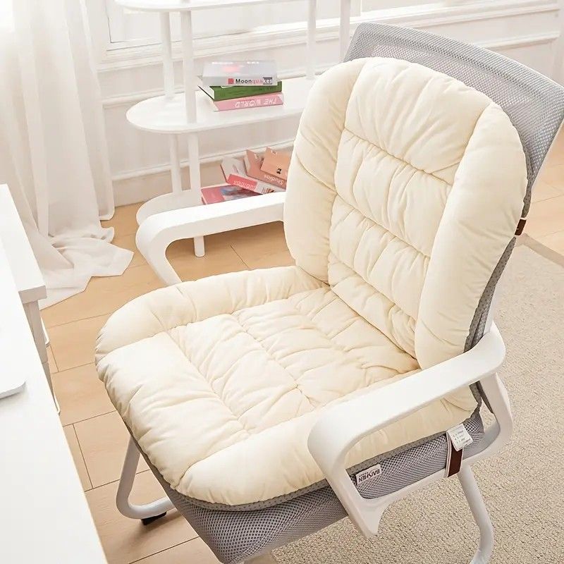 Winter Thick Fleece Seat & Back Cushion Set - 90cm Sofa Office Chair Warmer （French grey）