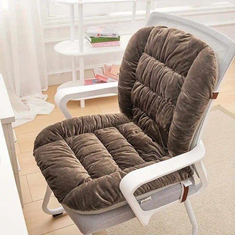 Winter Thick Fleece Seat & Back Cushion Set - 90cm Sofa Office Chair Warmer （French grey）