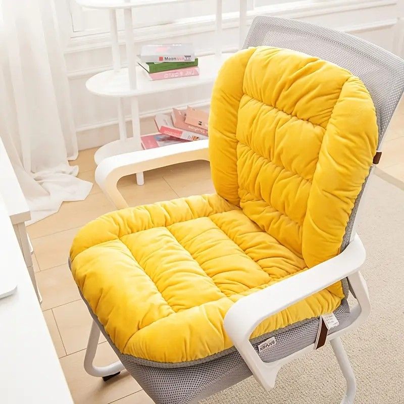 Winter Thick Fleece Seat & Back Cushion Set - 90cm Sofa Office Chair Warmer （French grey）