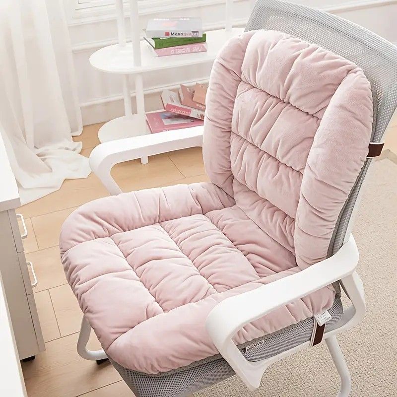 Winter Thick Fleece Seat & Back Cushion Set - 90cm Sofa Office Chair Warmer （French grey）