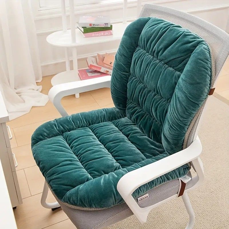 Winter Thick Fleece Seat & Back Cushion Set - 90cm Sofa Office Chair Warmer （French grey）