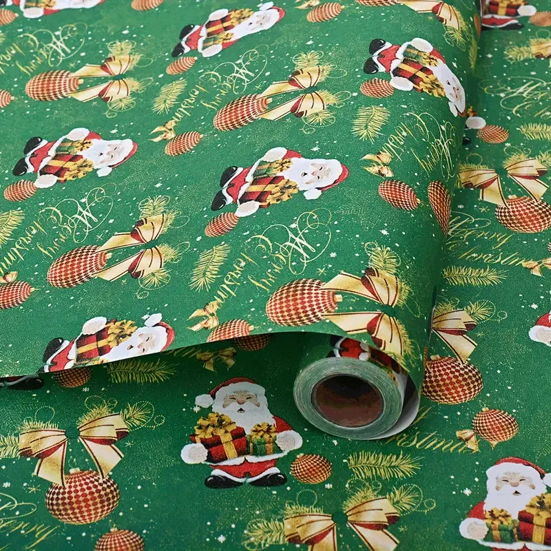 Premium Kraft Paper Christmas Wrapping Roll, 32.8 Feet (Approx. 10 Meters) Extra-Long, Festive Patterns Suitable for Multi-Scene Decoration./BLUE