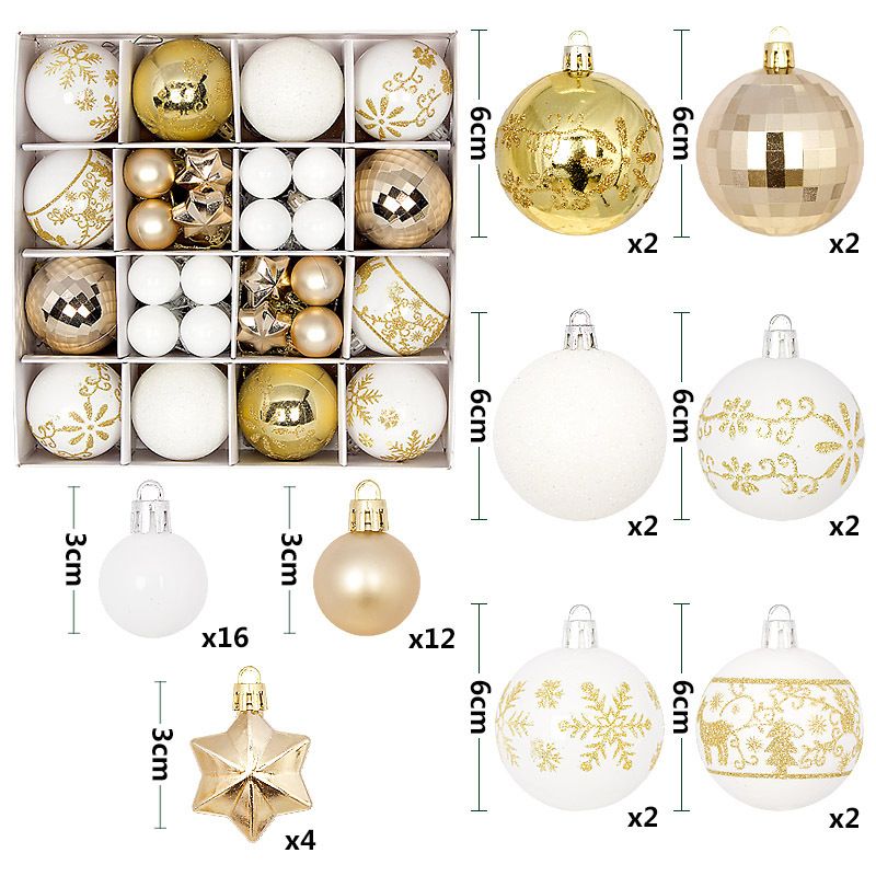 Light Luxury Plastic Christmas Ball Set | Exquisite Patterns Sparkle for the Holidays, Versatile Colors Brighten Your Home./616-37 Golden Red
