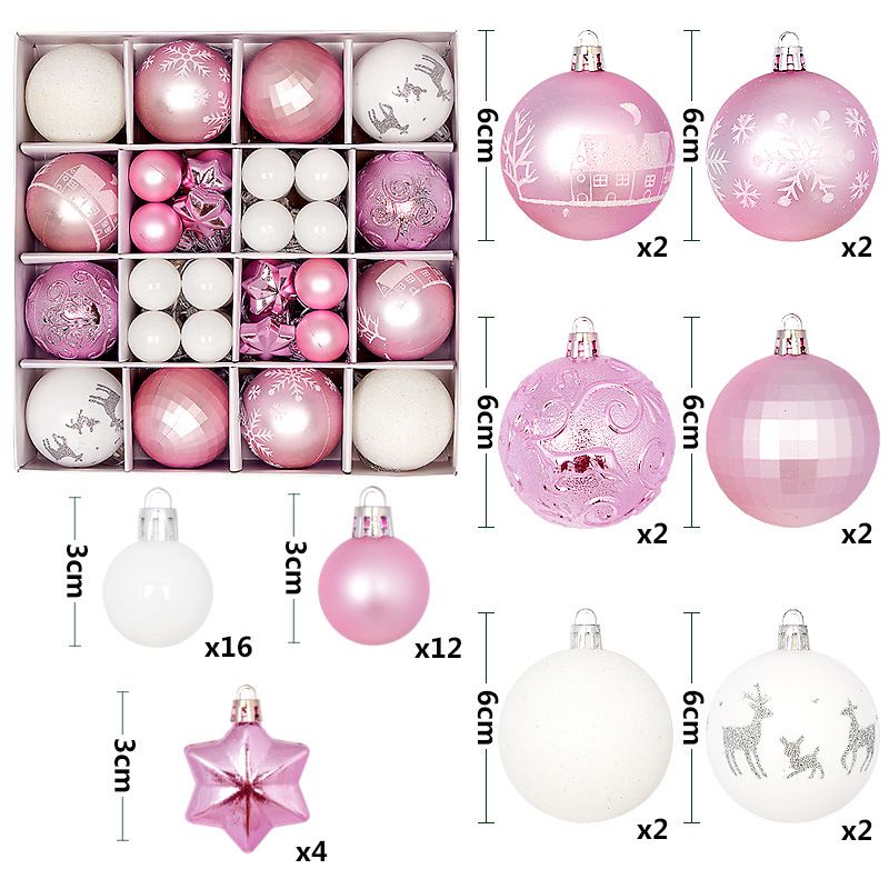 Light Luxury Plastic Christmas Ball Set | Exquisite Patterns Sparkle for the Holidays, Versatile Colors Brighten Your Home./616-50 silvery white