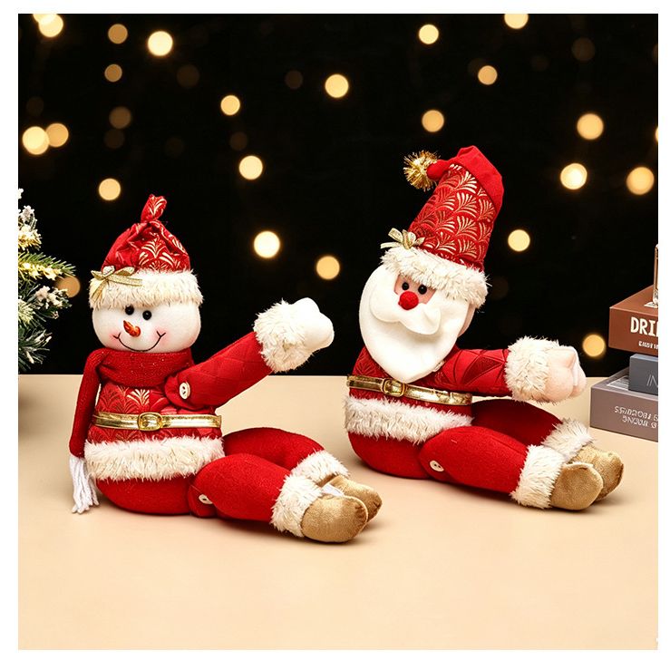 Red Gold Foil Fabric Christmas Decoration – Cute design with Velcro closure, dual-use as curtain tieback or tabletop ornament, full of festive cheer. / Santa Claus style